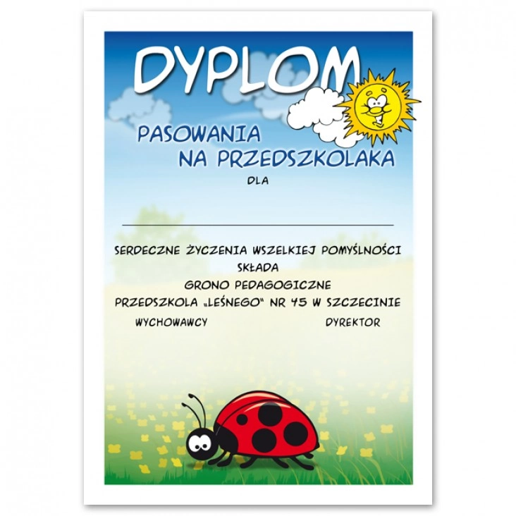 dyplom Przedszkole Leśne nr 45 w Szczecinie