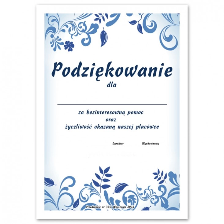 dyplomPrzedszkole nr 395 w Warszawie