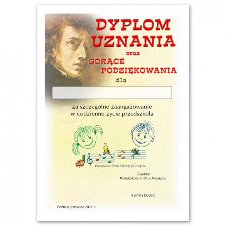 dyplom Przedszkole nr 69 w Poznaniu - Dyplom Uznania