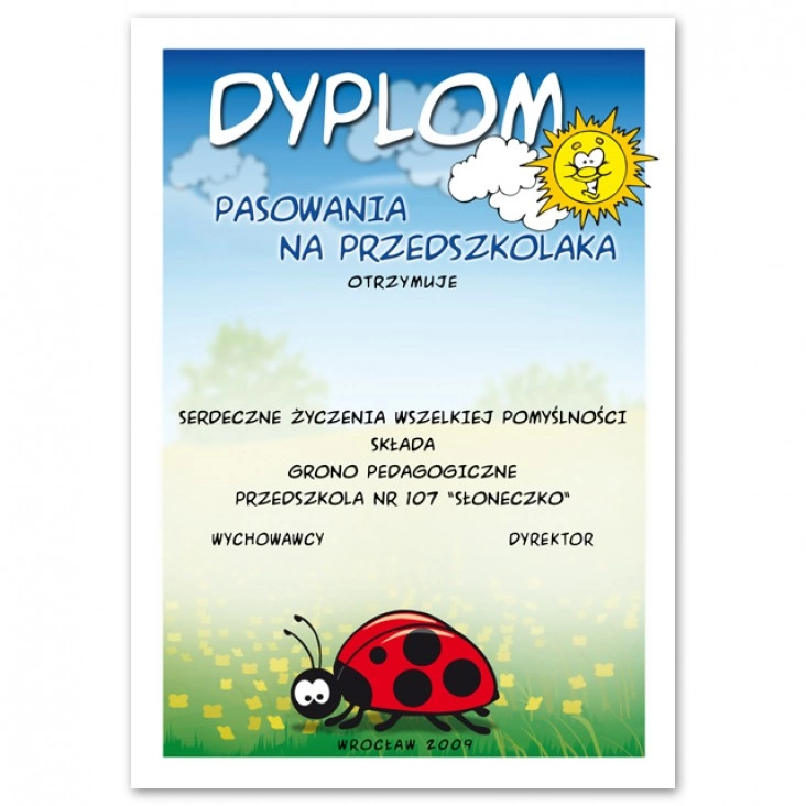 dyplom Przedszkole Słoneczko we Wrocławiu