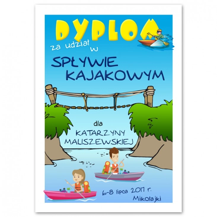 dyplom Spływ Kajakowy Mikołajki