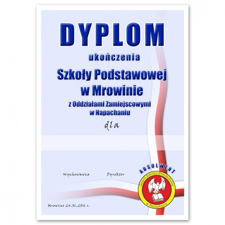 dyplom Szkoła w Mrowinie