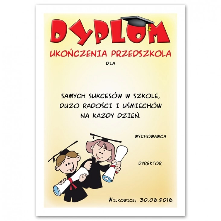 dyplom Ukończenia przedszkola z dziećmi w togach