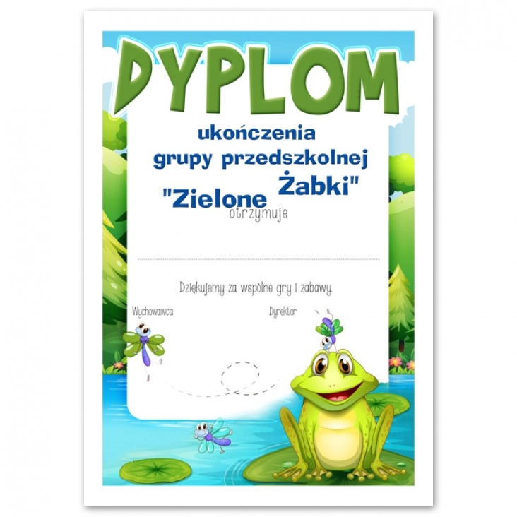 dyplom Ukończenia przedszkola - żabki