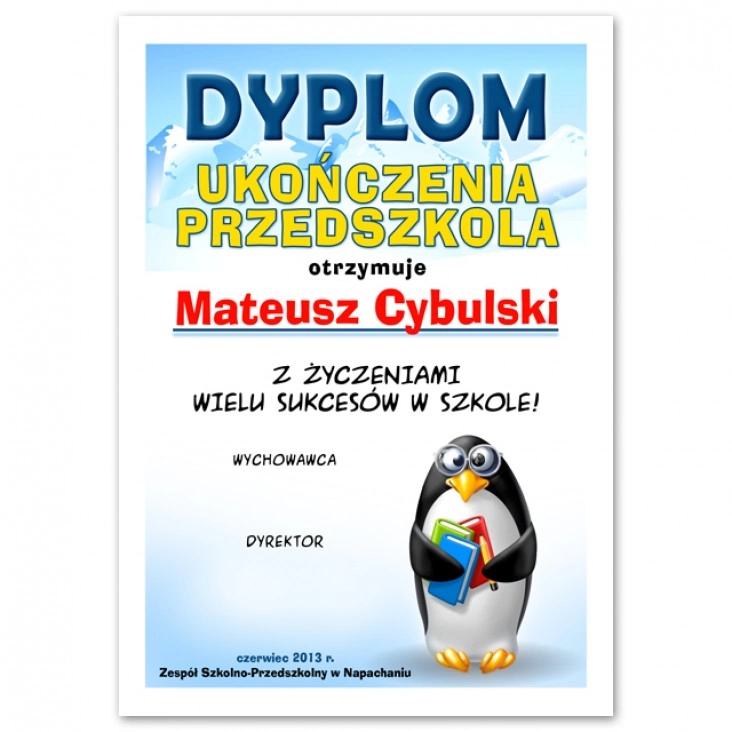 dyplom Zespół Szkolno-Przedszkolny w Napachaniu