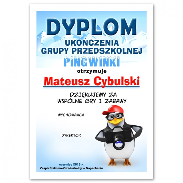 dyplom Zespół Szkolno-Przedszkolny w Napachaniu