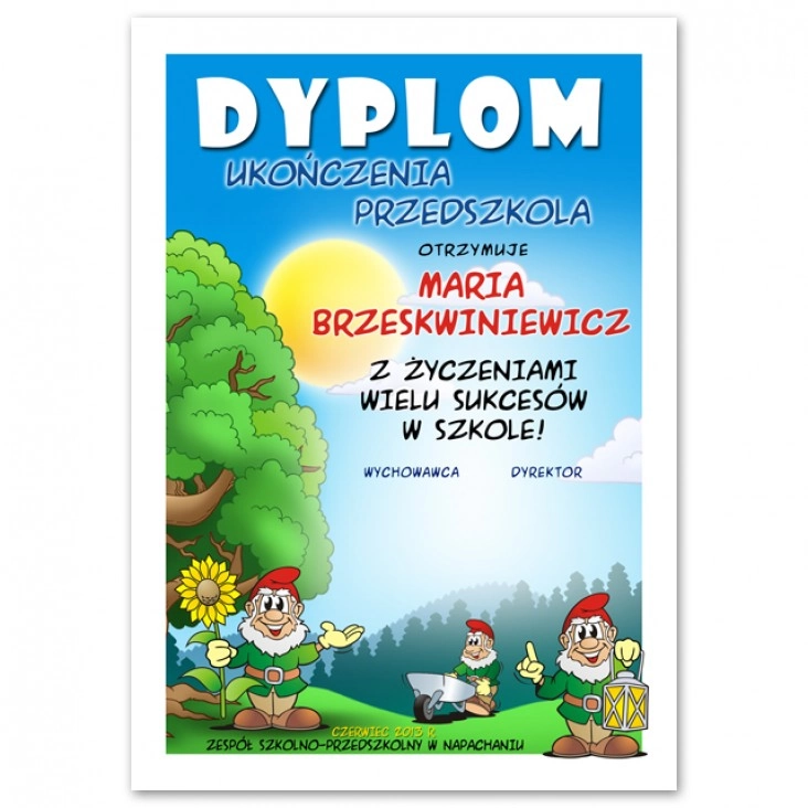 dyplom Zespół Szkolno-Przedszkolny w Napachaniu