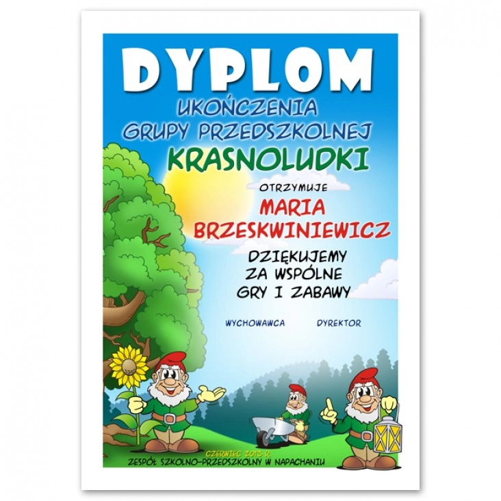 dyplom Zespół Szkolno-Przedszkolny w Napachaniu