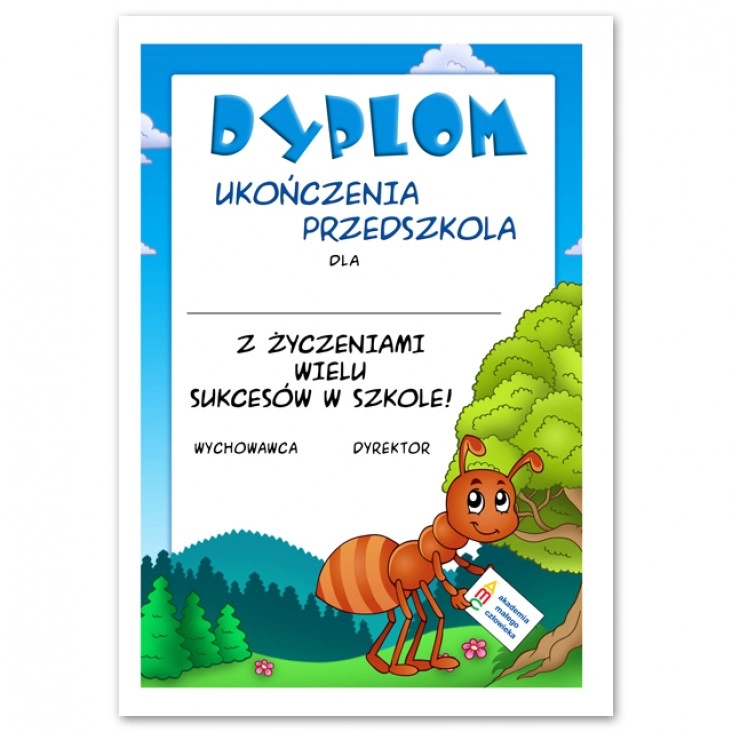 dyplom Zakończenie przedszkola z mrówką