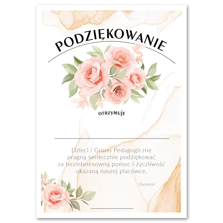 dyplom Podziękowanie z różami