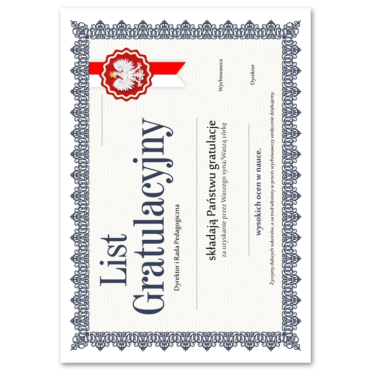dyplomList gratulacyjny dla rodziców