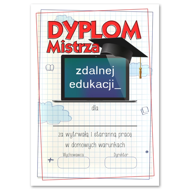 dyplom Mistrza Zdalnej Edukacji z biretem