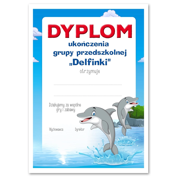 dyplomUkończenia grupy Delfinki