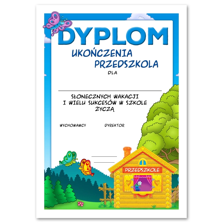 Dyplom - Ukończenia Przedszkola motylki i domek