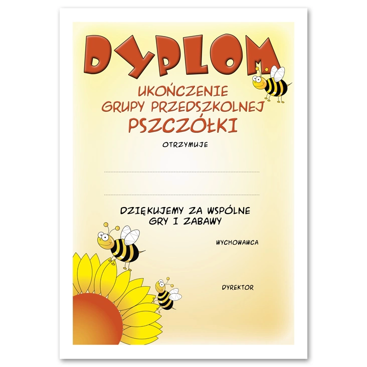 dyplomUkończenia grupy Pszczółki