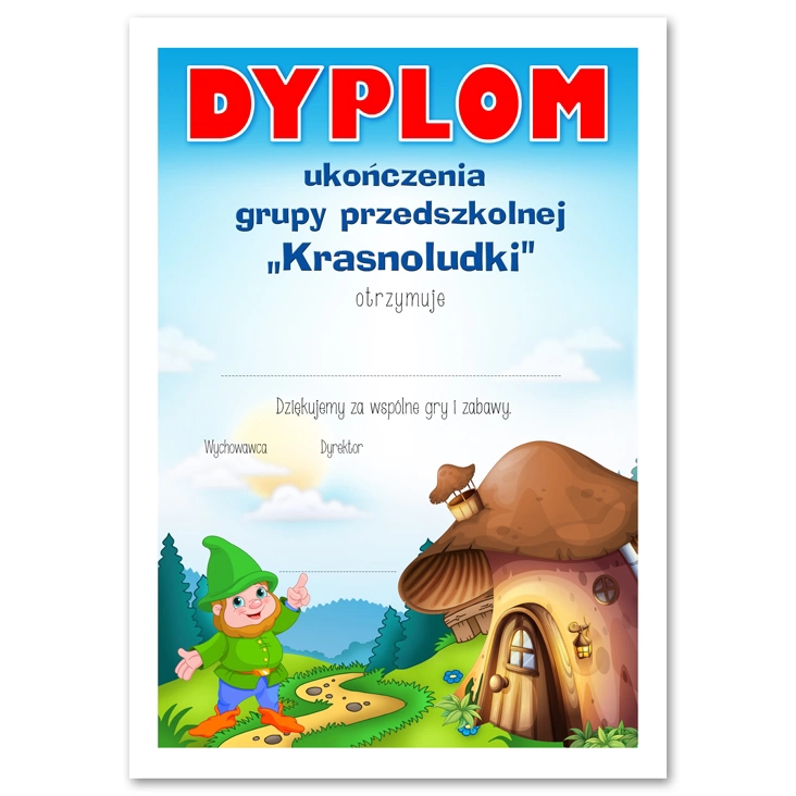 dyplom Ukończenia grupy Krasnoludki