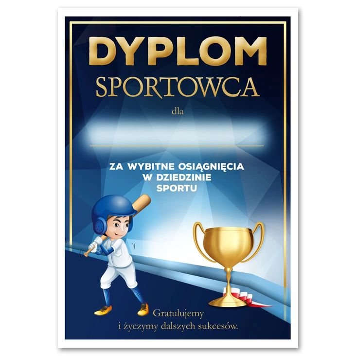 dyplom Sportowca baseball pałkarz