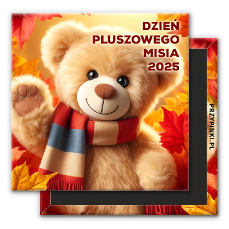 magnes 50x50mm Dzień Pluszowego Misia jesienne liście
