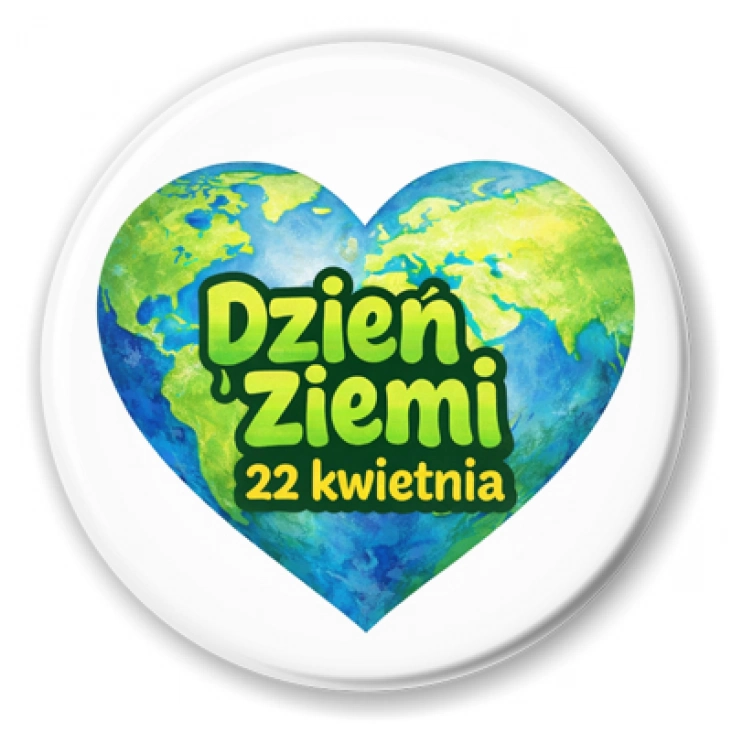 przypinka Dzień Ziemi - globa jak serce