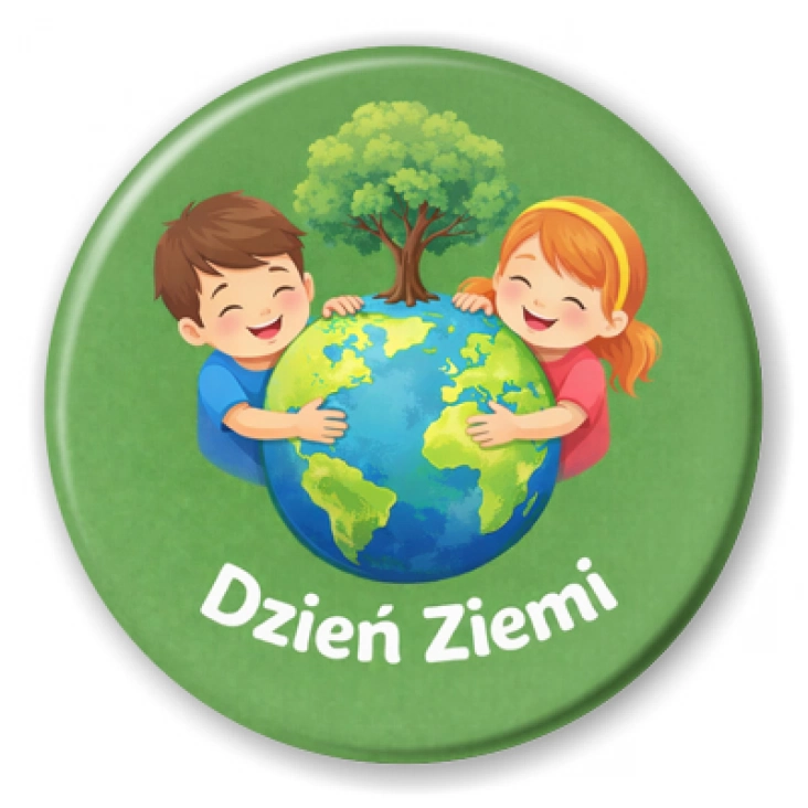 przypinka Dzień ziemi - przytulanie globu