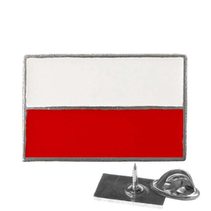 pins promoFlaga Polski prosta metal srebrny 16x10mm