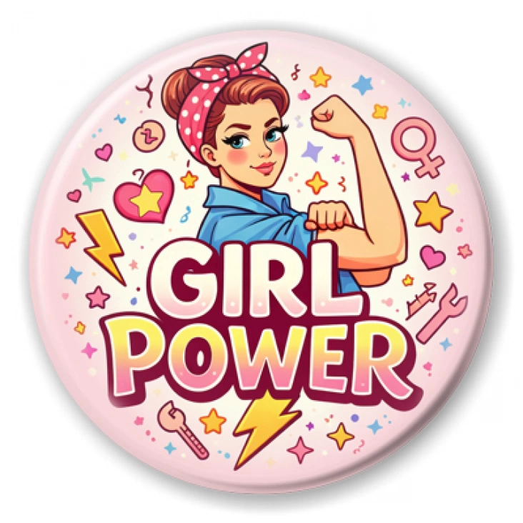 przypinka Girl power z gestem Kozakiewicza
