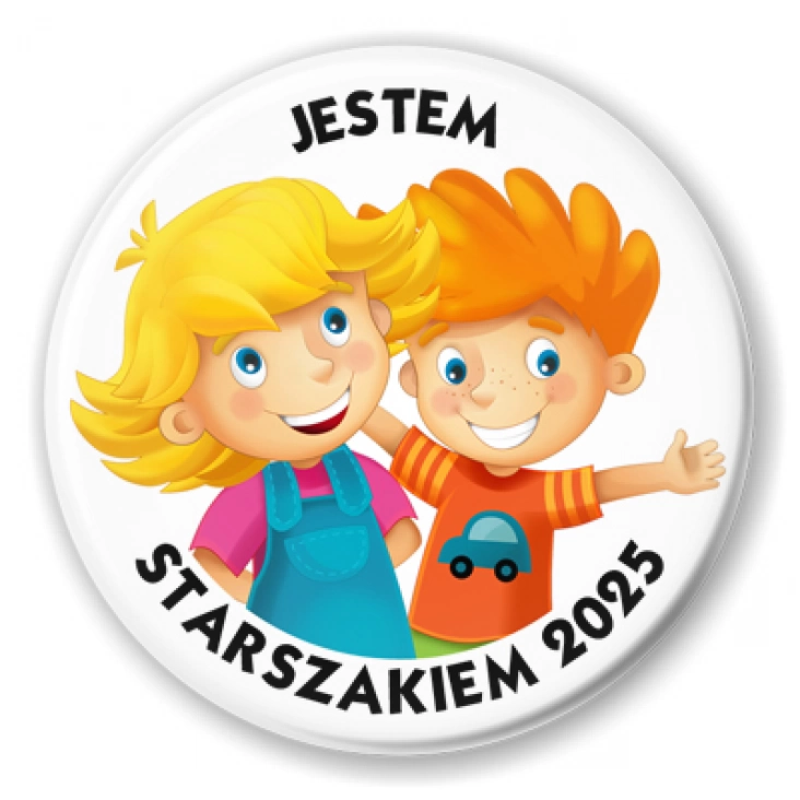 przypinka Jestem starszakiem dziewczyna i chłopiec