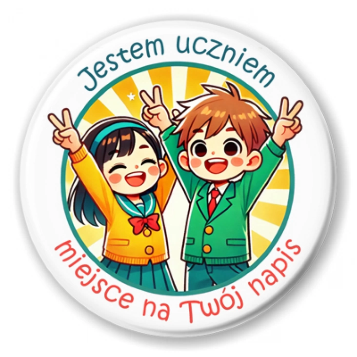 przypinka Jestem uczniem dziewczynka i chłopiec