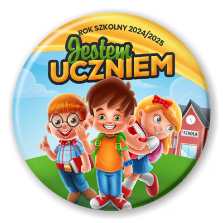 przypinka Jestem uczniem z trójką dzieci