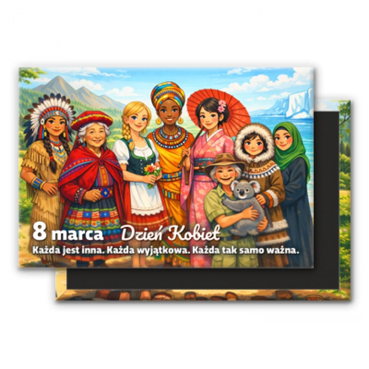 magnes 78x53mm Każda wyjątkowa. 8 marca Dzień Kobiet