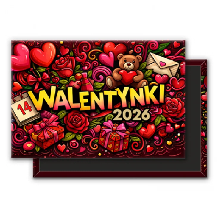 magnes 78x53mm Kolorowa grafika na Walentynki