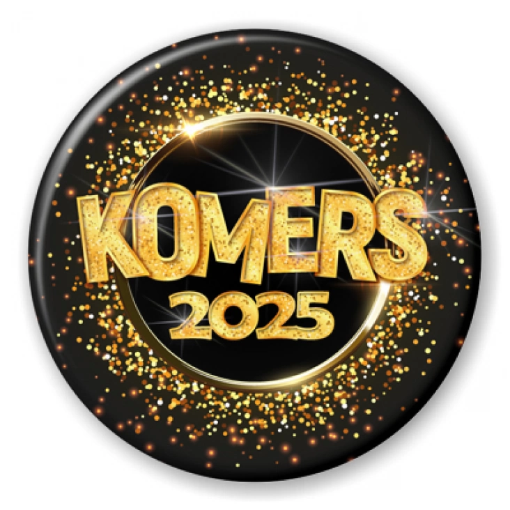 przypinka Komers złoty napis