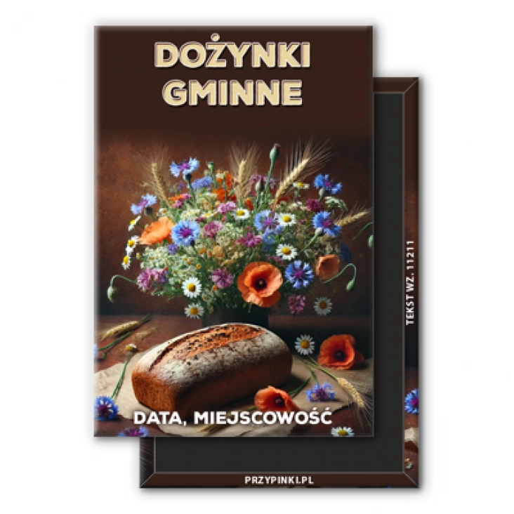 magnes 78x53mm Dożynki chleb na stole z kwiatami