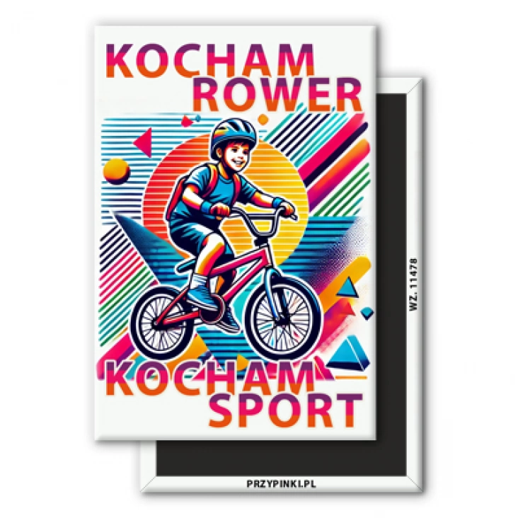 magnes 78x53mm Kocham rower i sport chłopiec