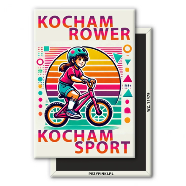 magnes 78x53mm Kocham rower i sport dziewczynka