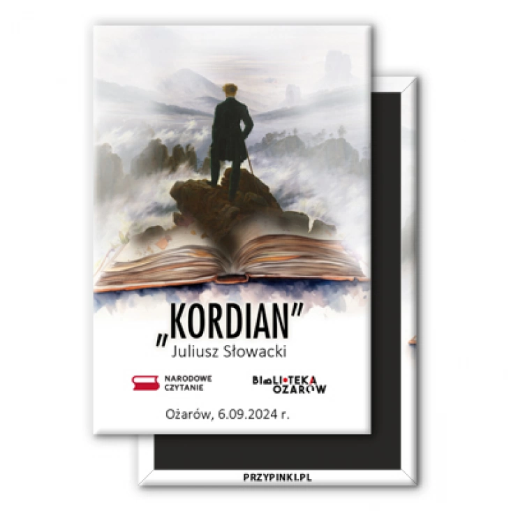 magnes 78x53mmKordian 2024 Narodowe Czytanie Biblioteka Ożarów