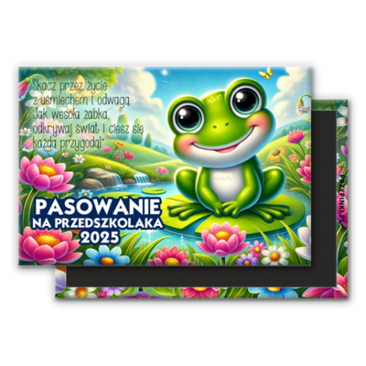 magnes 78x53mm Pasowanie na przedszkolaka w grupie Żabki