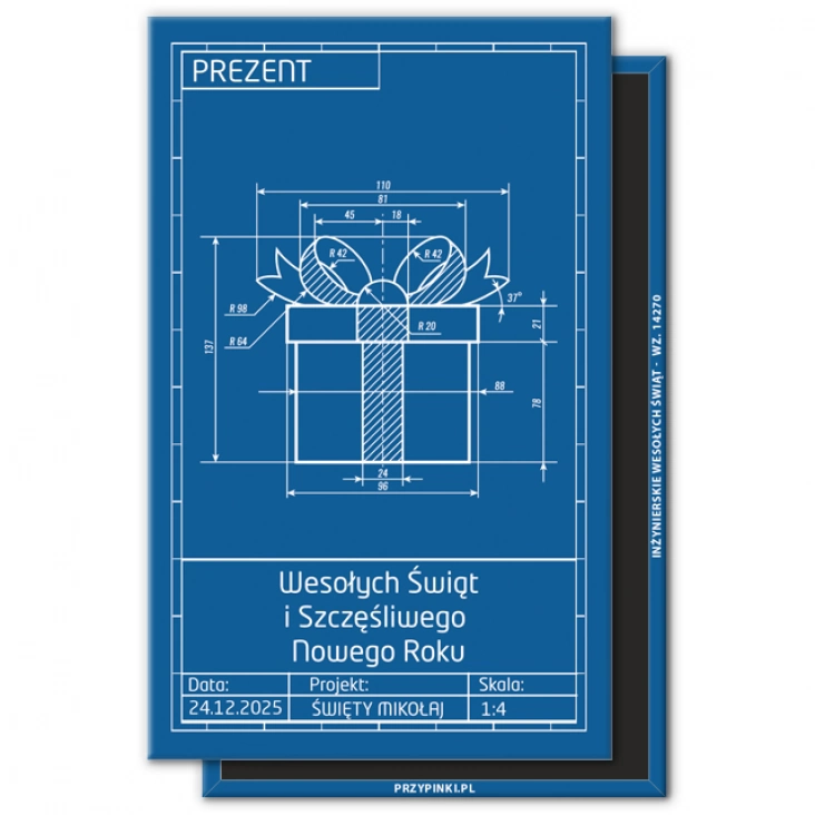 magnes 120x75mm Wesołych Świąt po inżyniersku - prezent