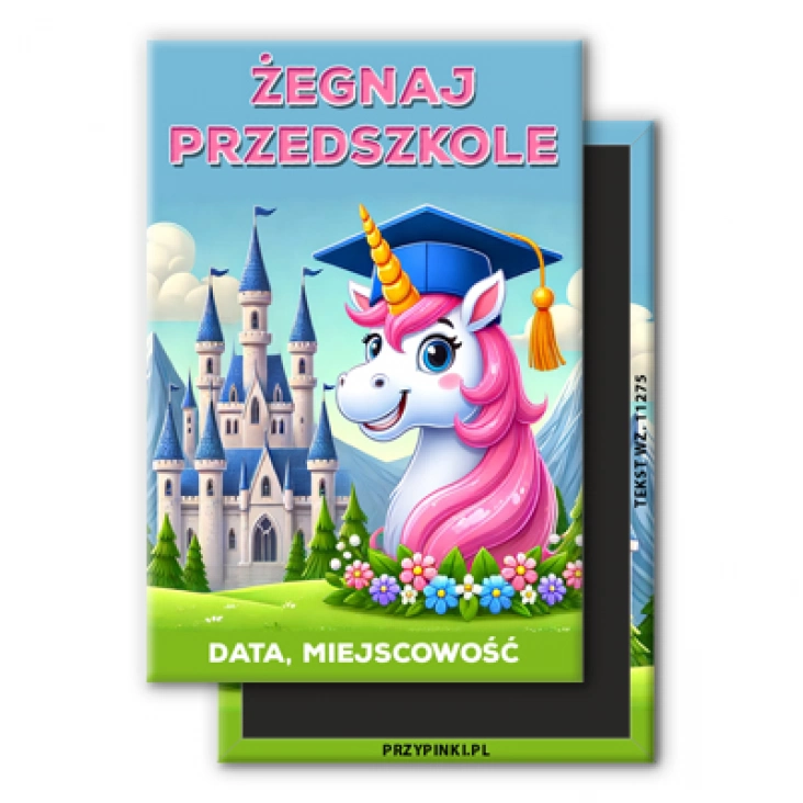 magnes 78x53mmŻegnaj przedszkole jednorożec