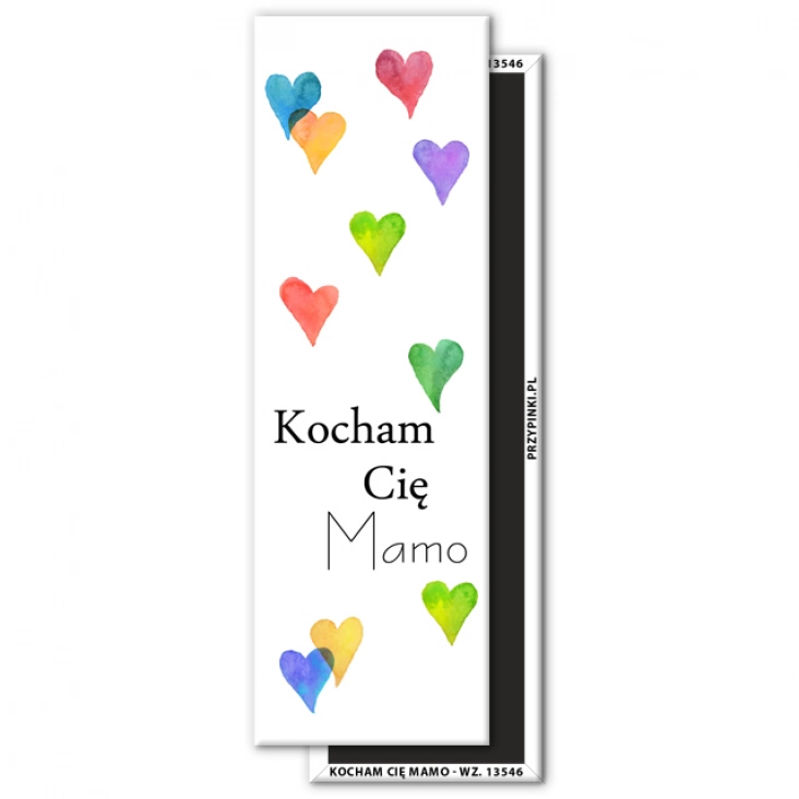 magnes 115x37mm Kocham Cię Mamo kolorowe serca