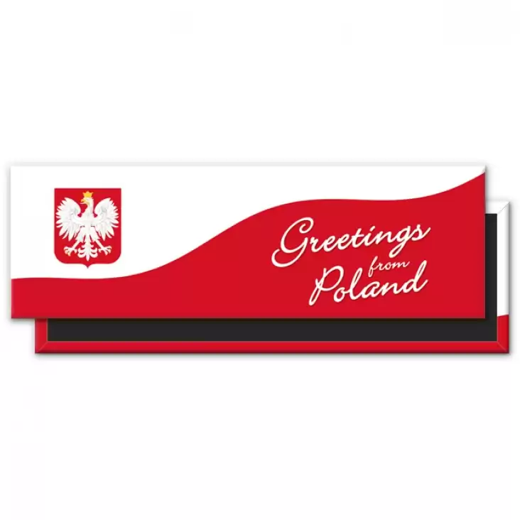 magnes 115x37mm Greetings from Poland