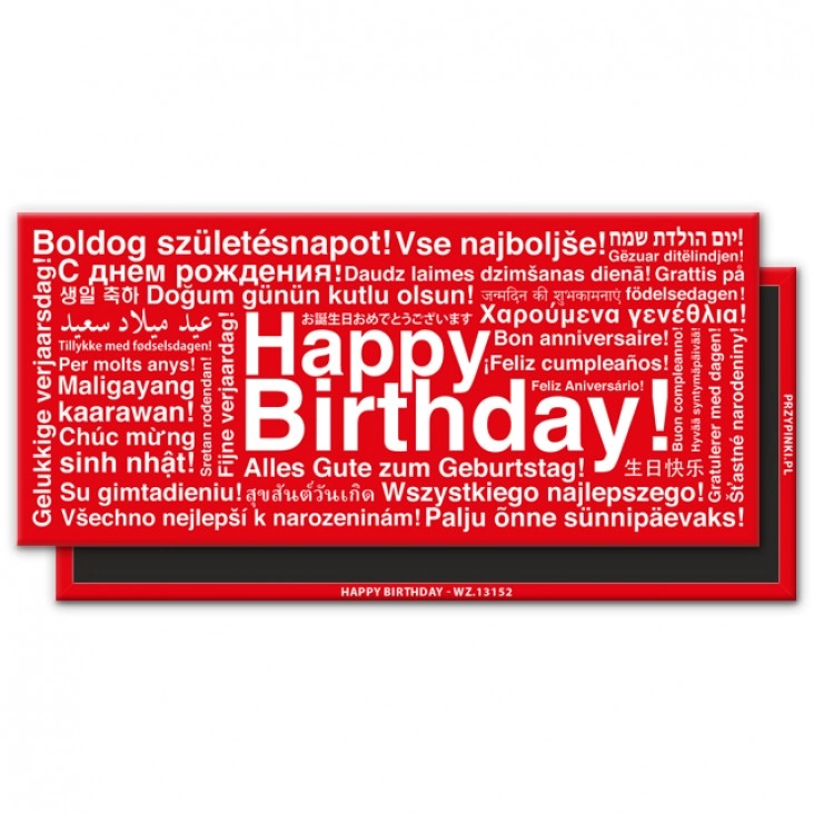 magnes 120x54mm Happy Birthday wielojęzyczne