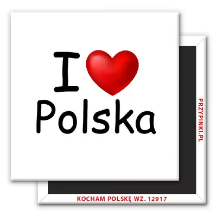 magnes 50x50mm Kocham Polskę serduszko