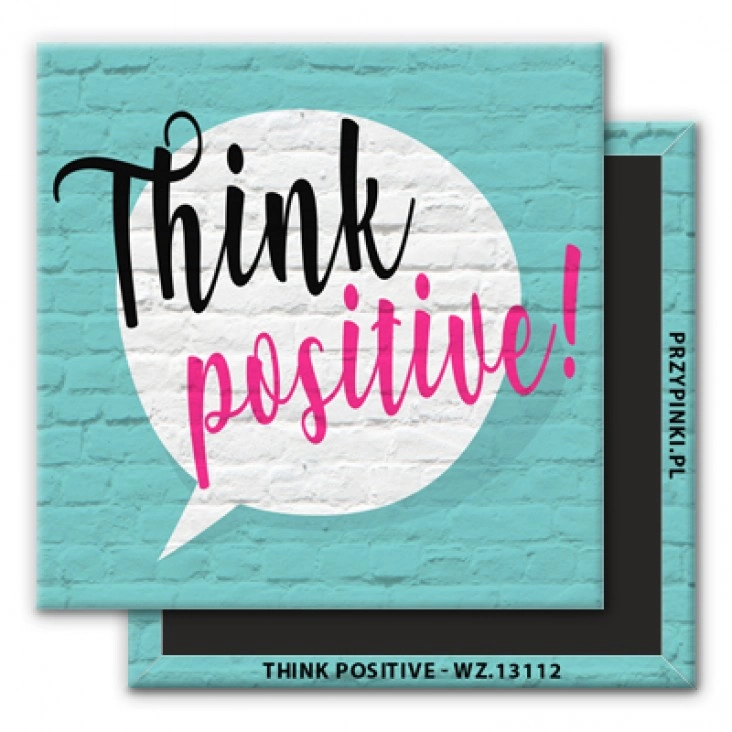 magnes 50x50mm Think positive czarno-różowo