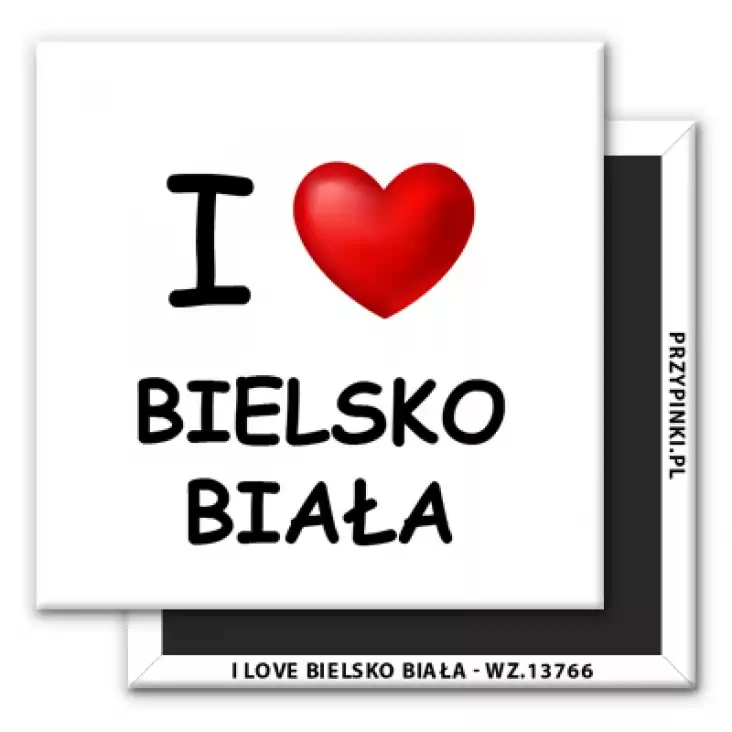magnes 50x50mm I love Bielsko Biała
