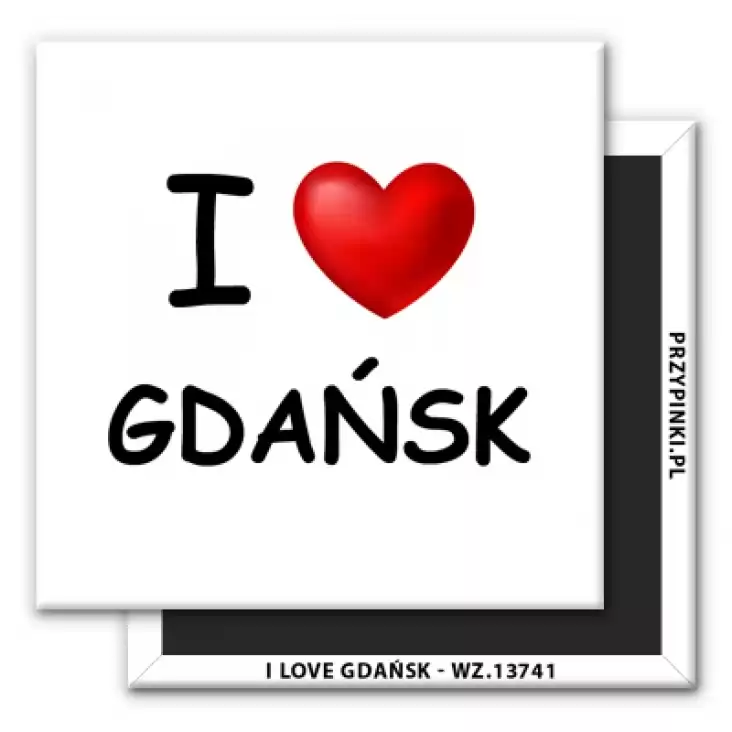 magnes 50x50mm I love Gdańsk 