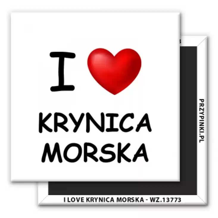 magnes 50x50mm I love Krynica Morska 