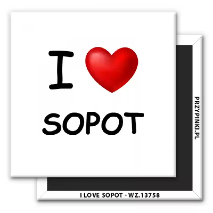magnes 50x50mm I love Sopot 