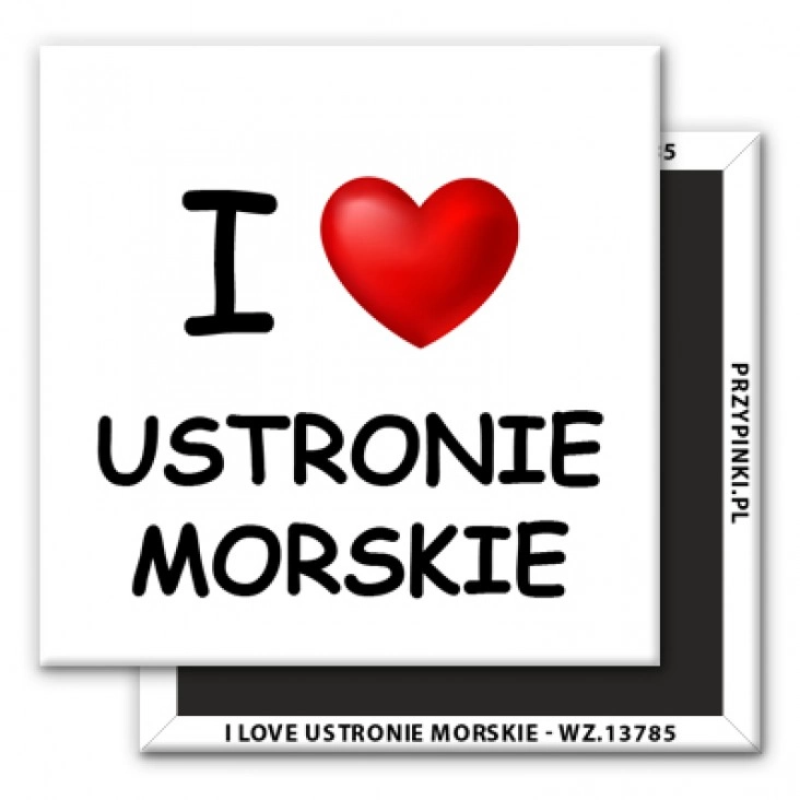 magnes 50x50mm I love Ustronie Morskie
