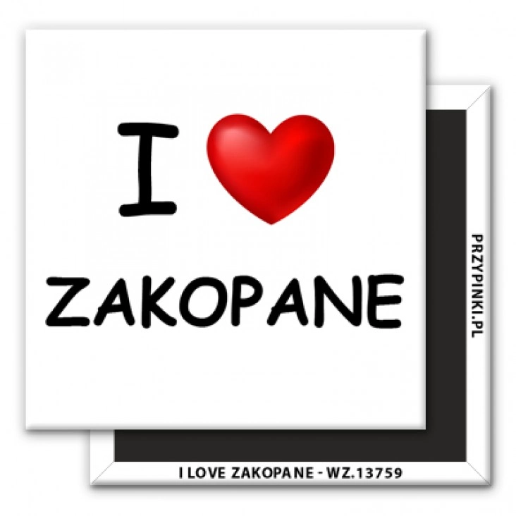 magnes 50x50mm I love Zakopane